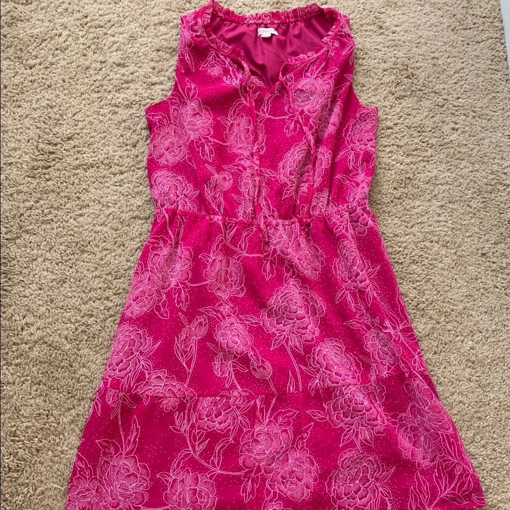 Floral magenta empire waist dress